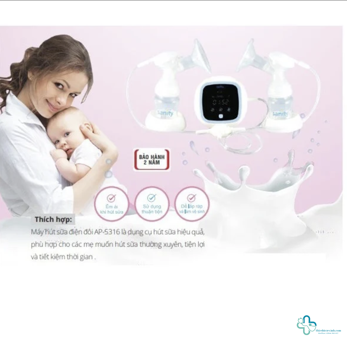 Máy hút sữa điện đôi Sanity AP-5316 – Giải pháp thông minh cho mẹ bỉm sữa