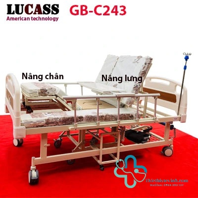 Giường y tế LUCASS kết hợp xe lăn GB-C243: Nâng đầu, nâng chân, gội đầu, xe lăn có bô vệ sinh