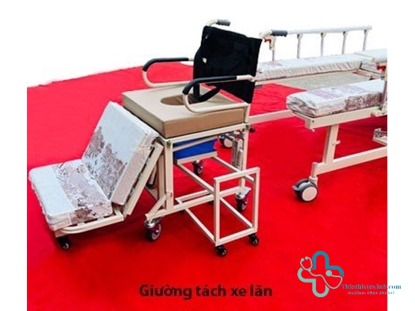 Giường y tế LUCASS kết hợp xe lăn GB-C243: Nâng đầu, nâng chân, gội đầu, xe lăn có bô vệ sinh