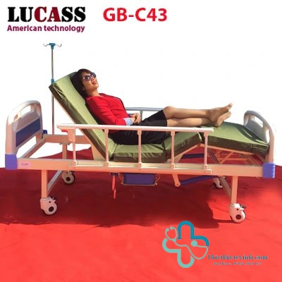 Giường y tế LUCASS 3 tay quay GB-C43: Nâng đầu, nâng chân, bô vệ sinh