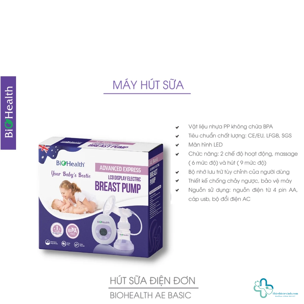 Máy Hút Sữa Điện Đơn Biohealth- AE Basic Chính Hãng Tại Thiết Bị Y Tế Vinh