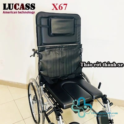 Xe Lăn Lucass X-67 – Đa Năng Với Bô Vệ Sinh, Khung Sơn Chắc Chắn, Phanh Ngả Và Chống Lật An Toàn