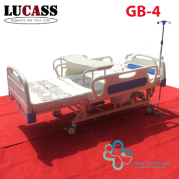 Giường y tế LUCASS đa năng GB-4E: nâng đầu, nâng chân, nghiêng trái, nghiêng phải, bô vệ sinh, chậu gội đầu, bàn ăn, cọc truyền